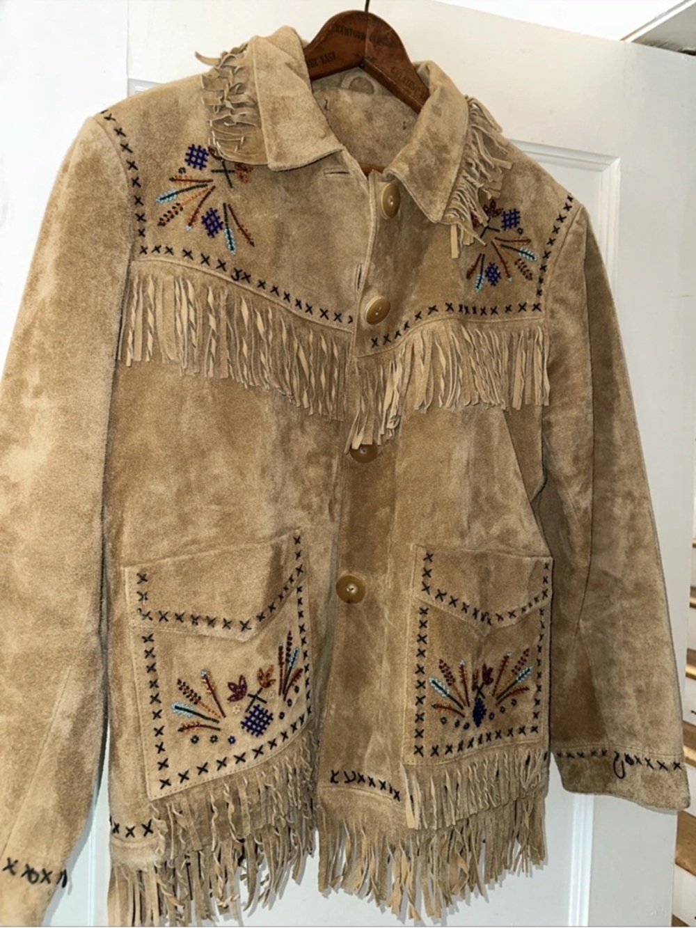 Vtg Double D Fringed Native American Style Jacket, medium